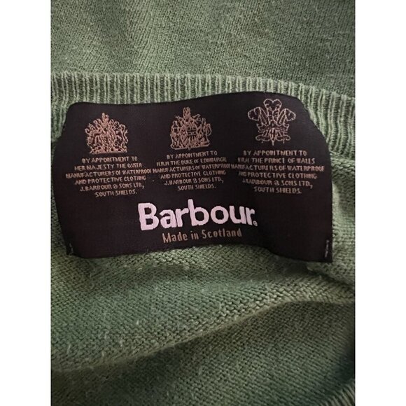 Vintage Barbour lightweight cotton v-neck sweater green sz XXL designer classic - Picture 4 of 9
